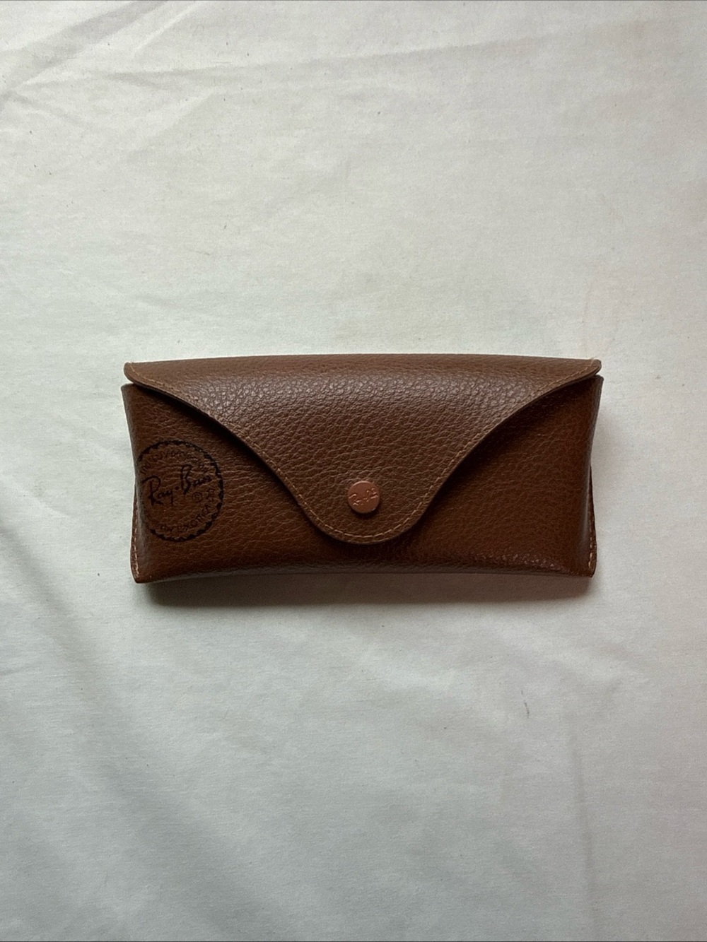 Ray-Ban Brown Leather Sunglasses Case with Snap Closure case only
